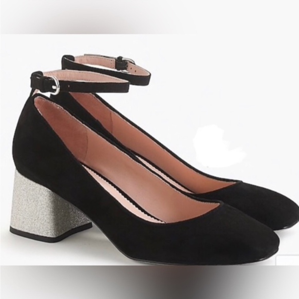 J Crew EUC Celia Contrast Glitter Heels Size 6